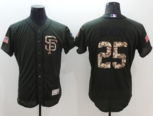 Giants #25 Barry Bonds Green Flexbase Authentic Collection Salute to Service Stitched MLB Jersey